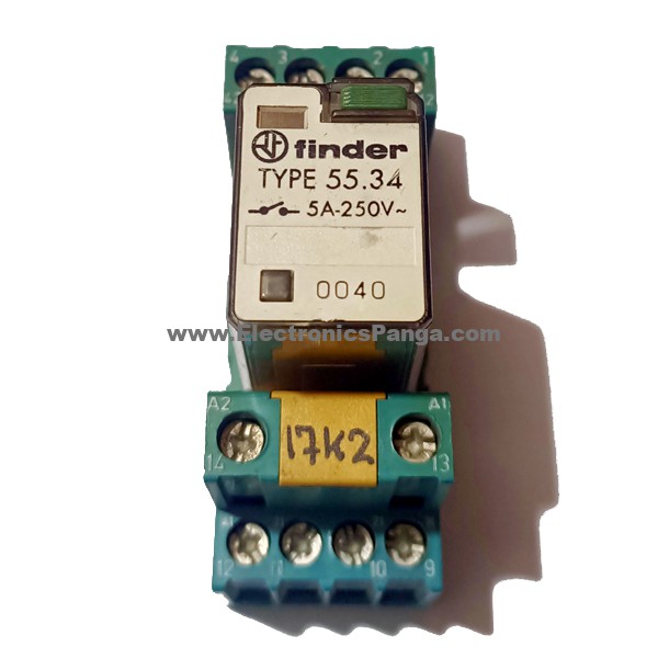 Finder Type 55.34 5A Relay 250V 420056 4PDT 