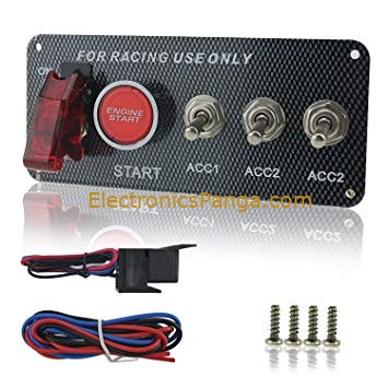 ITYAGUY Racing 12V Ignition Switch Panel Car Engine Start Push Button LED Toggle Panel 2 in 1 for Racing Sport Competitive Car Black 