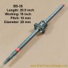 20X10 CNC Ball Screw 10mm Pitch 20mm Dia 15inch Working 20.5 inch Length BS-36