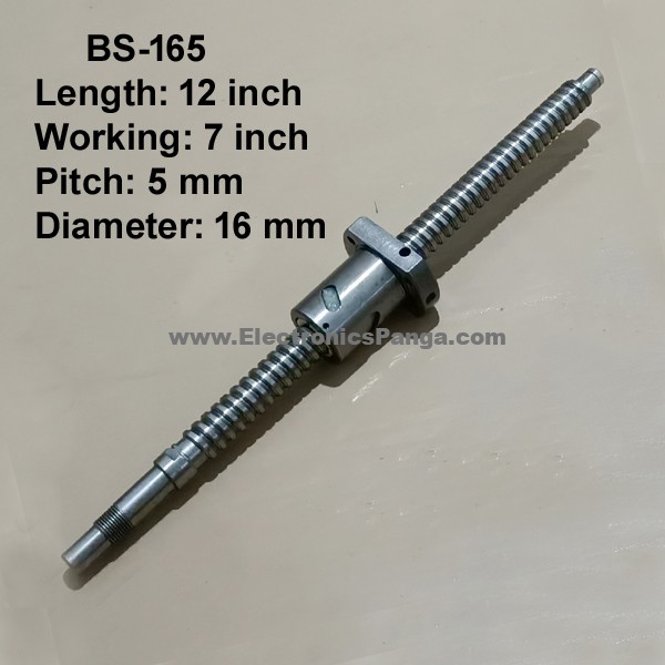 CNC Ball Screw With Nut 5mm Pitch 7inch Working and 12inch Length BS-165