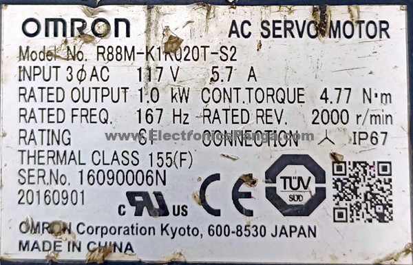 OMRON 1kw (1000w) R88M-K1K020T-S2 AC Servo Motor Tested SM58 - Image 2