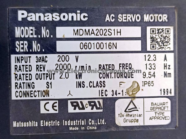 PANASONIC 2kw (2000w) MDMA202S1H AC Servo Motor Tested SM60 - Image 2