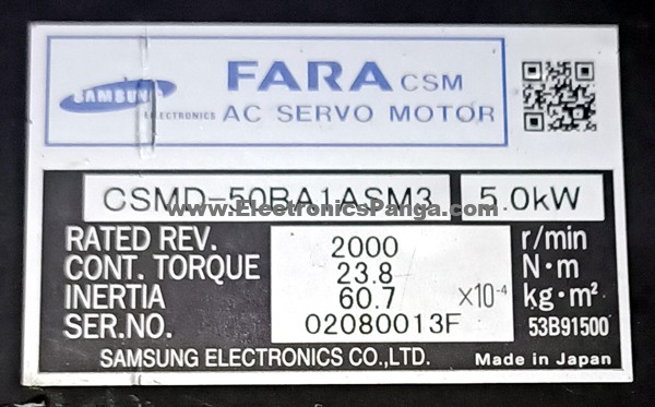 SAMSUNG FARA CSM 5.0kw (5000w) CSMD-50BA1ASM3 AC Servo Motor SM95 - Image 2