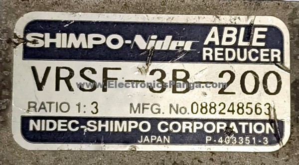 SHIMPO-Nidec 3:1 Ratio VRSF-3B-200 Able Reducer Gearbox G168 - Image 2