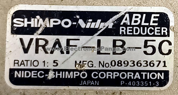 SHIMPO-Nidec 5:1 Ratio VRAF-LB-5C Able Reducer Gearbox G241 - Image 2