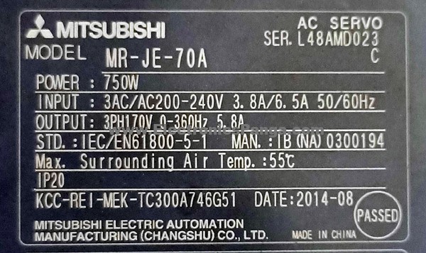 MITSUBISHI 750W (0.75kw) HF-KN73 AC Servo Motor + Driver MR-JE-70A Tested MD73 - Image 8