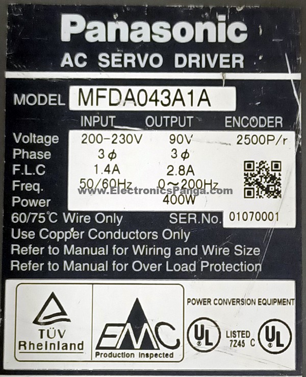 PANASONIC 400w (0.4kw) MFDA043A1A AC Servo Driver SD189 - Image 2