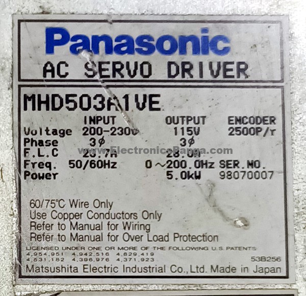 PANASONIC 5kw (5000w) AC Servo Motor + Driver MHD503A1VE Tested MD74 - Image 8