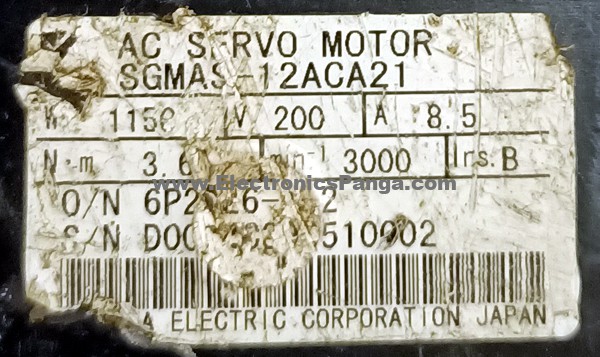 YASKAWA 1150w (1.15kw) SGMAS-12ACA21 AC Servo Motor SM191 - Image 2