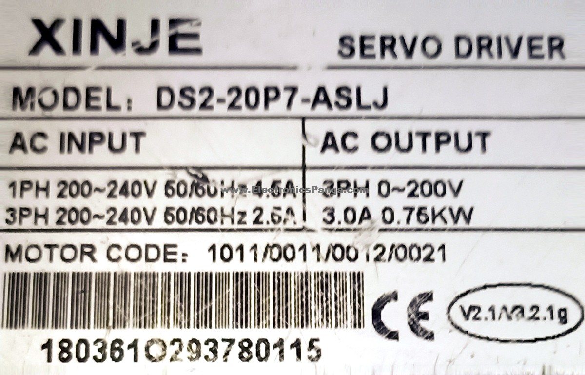 WUXI XINJE 0.75kw (750w) DS2-20P7-ASLJ AC Servo Driver SD369 – Star ...