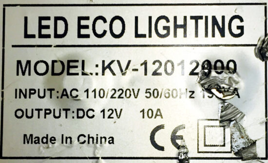 LED ECO LIGHTING KV-12012000 12V 10A Single Output AC to DC Switching Power Supply P102 - Image 2