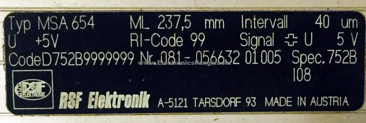 RSF ELEKTRONIK MSA654 5V ML 237.5mm Linear Intervall Sensor S65 - Image 2