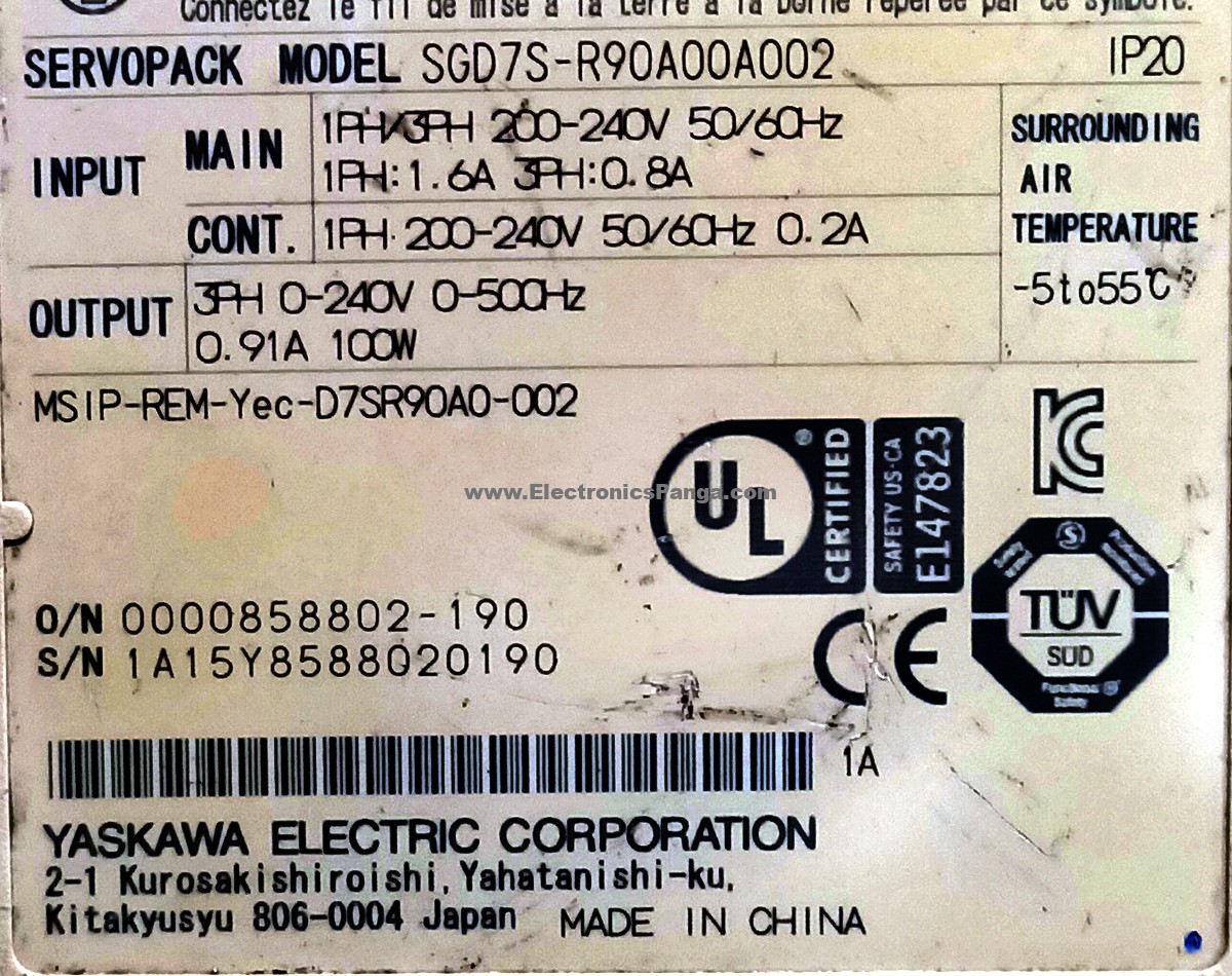 YASKAWA 100w (0.1kw) Sigma-7 SGD7S-R90A00A002 AC Servo Driver SD527