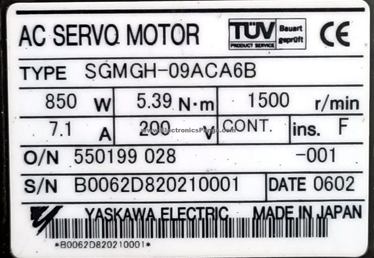 YASKAWA 850w (0.85kw) SGMGH-09ACA6B AC Servo Motor SM423 - Image 2