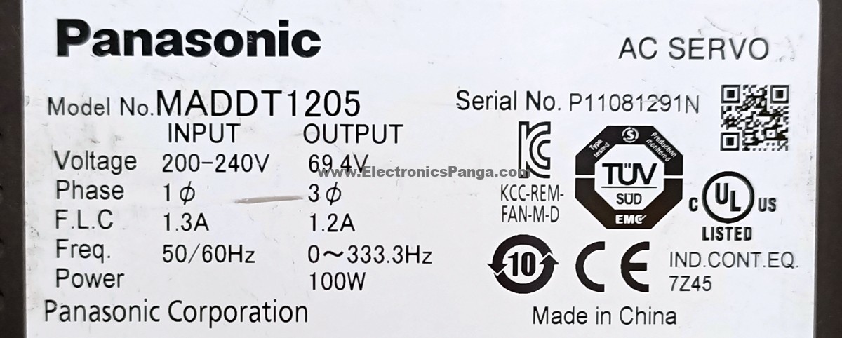 PANASONIC 100w (0.1kw) MADDT1205 AC Servo Driver SD639 - Image 3