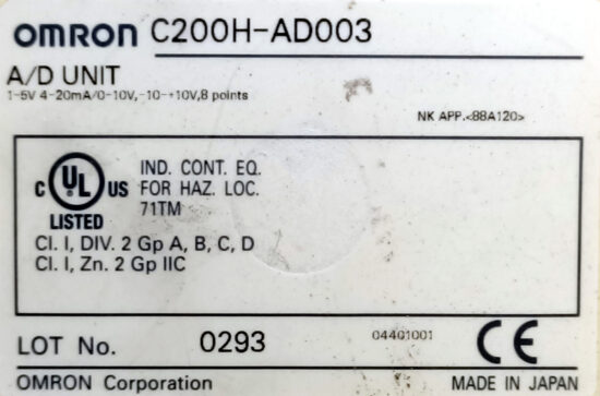 OMRON C200H-CN311 C200HW-BI081-V1 C200H-AD003 C200H-OD219 C200H-ID217 C200HW-PA204 Programmable Controller PLC Module PL139 - Image 11