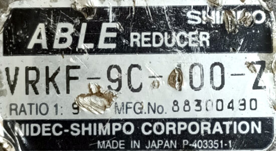 SHIMPO-NIDEC 9:1 Ratio VRKF-9C-400-Z Planetary Gearbox G819 - Image 2