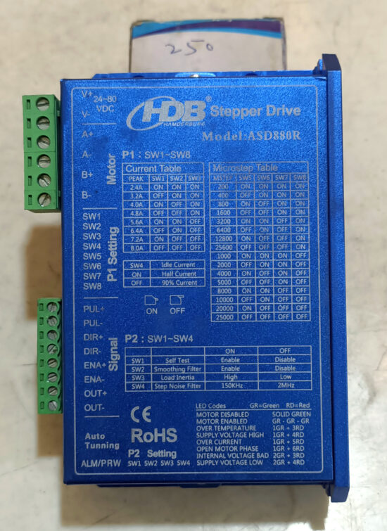 HDB ASD880R 2-Phase 24-80V/DC 8A Stepper Drive STD249 - Image 2