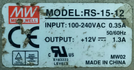 MEAN WELL RS-15-12 12V 1.3A Single Output AC to DC Switching Power Supply P262 - Image 2