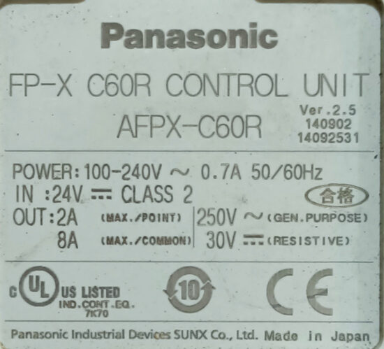 PANASONIC FP-X C60R AFPX-C60R Control Unit (PLC) PL175 - Image 3