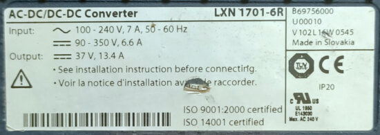 POWER ONE LXN1701-6R 37V 13.4A Single Output AC to DC Switching Power Supply P261 - Image 2