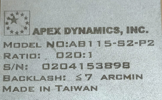 APEX DYNAMICS 20:1 Ratio AB115-S2-P2 Reducer Gearbox For 1kw 1.5kw Servo Motor G960 - Image 2