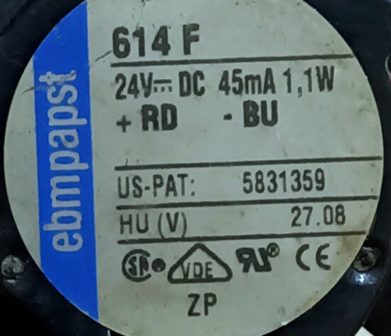 EBMPAPST 614F 24V/DC 45MA 2-wires Cooling Fan AS456 - Image 2
