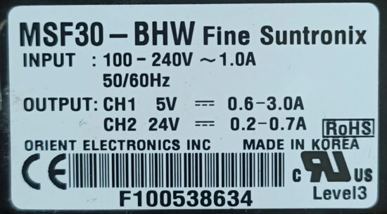 FINE SUNTRONIX MSF30-BHW 5V-0.6~3A 24V-0.2~0.7A Doual Output AC to DC Switching Power Supply P283 - Image 2
