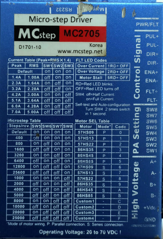 MC STEP MC2705 2-Phase 20-70V/DC 7A Micro-Step Driver STD262 - Image 2