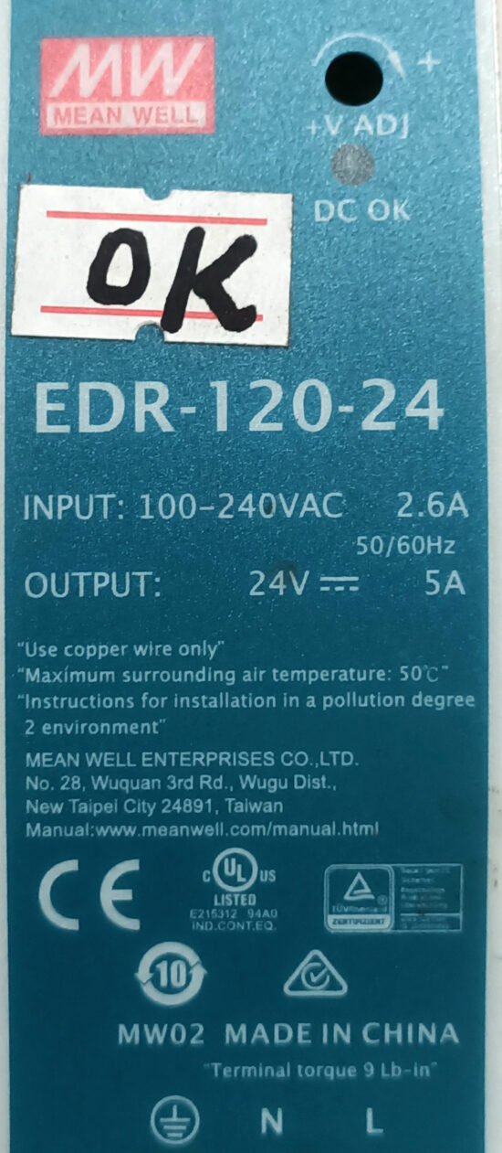MEAN WELL EDR-120-24 24V 5A Single Output AC to DC Switching Power Supply P281 - Image 3