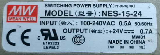 MEAN WELL NES-15-24 24V 0.7A AC To DC Single Output Switching Power Supply P293 - Image 2