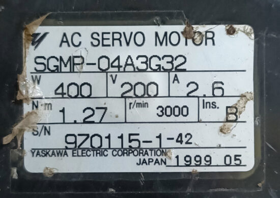 YASKAWA 400W (0.4Kw) SGMP-04A3G32 AC Servo Motor SM799 - Image 2