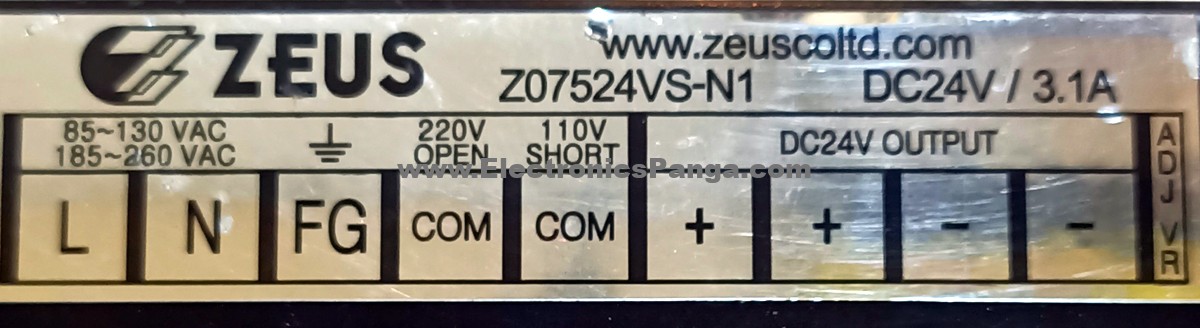 ZEUS Z07524VS-N1 24V 3.1A Single Output AC to DC Switching Power Supply P277 - Image 2