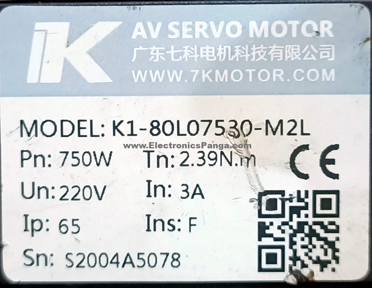 7K MOTOR 750W (0.75Kw) K1-80L07530-M2L AV Servo Motor SM824 – Star ...
