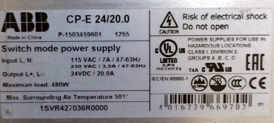 ABB CP-E 24/20.0 24V 20A AC To DC Single Output Switching Power Supply P323 - Image 2