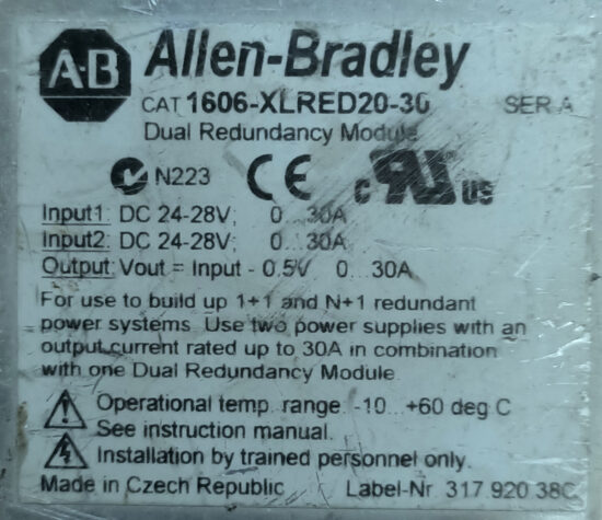 ALLEN-BRADLEY 1606-XLRED20-30 0.5V 30A Dual Redundancy Module P320 - Image 3