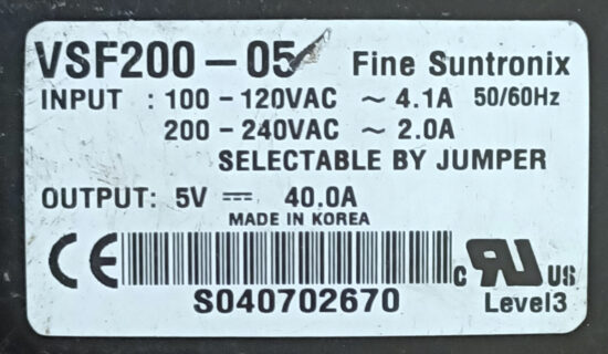 FINE SUNTRONIX VSF200-05 5V 40A AC To DC Single Output Switching Power Supply P310 - Image 4