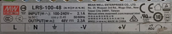 MEAN WELL LRS-100-48 48V 2.3A  AC To DC Single Output Switching Power Supply P298 - Image 2