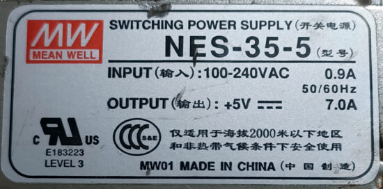 MEAN WELL NES-35-5 +5V-7A AC To DC Single Output Switching Power Supply P300 - Image 2