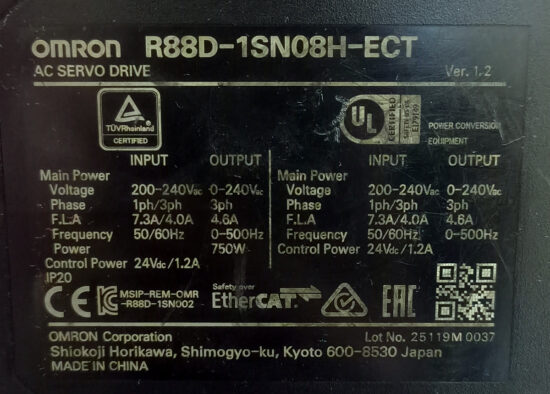 OMRON 750W (0.75Kw) R88D-1SN08H-ECT EtherCat AC Servo Driver SD941 - Image 4