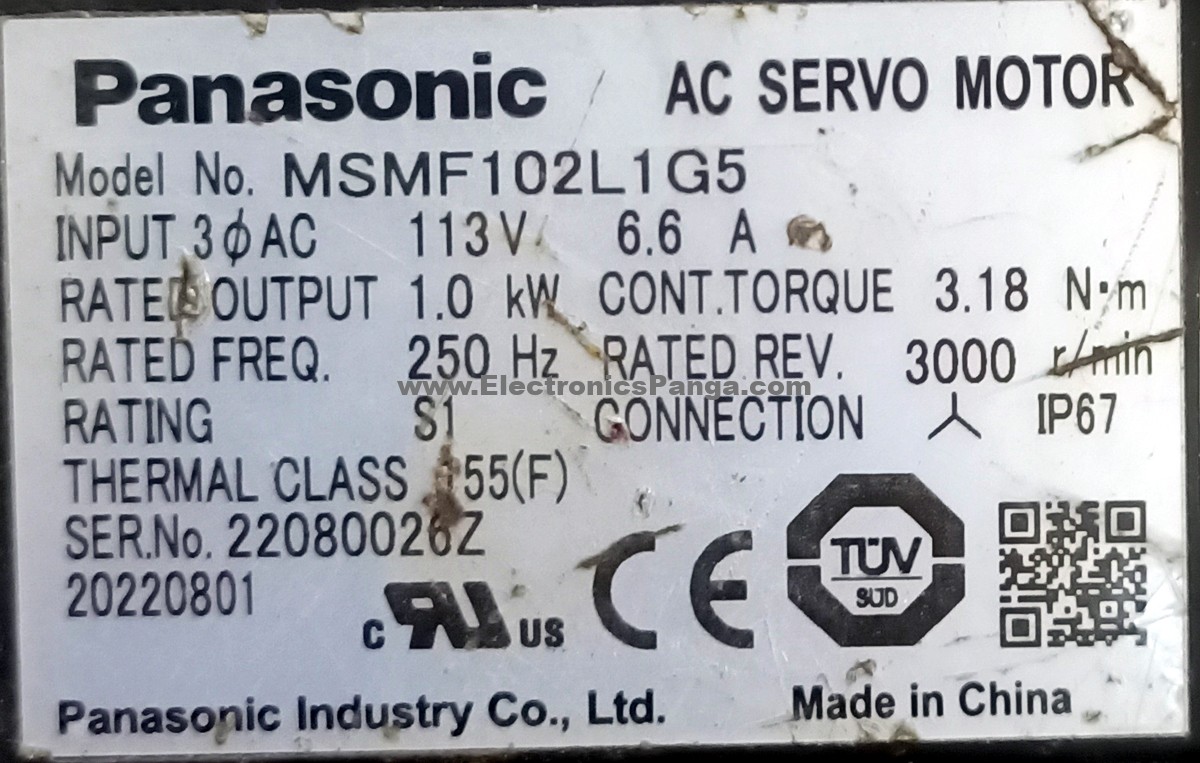 PANASONIC 1KW (1000W) MSMF102L1G5 AC Servo Motor SM830 - Image 2