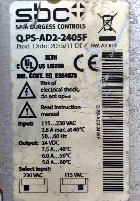 SAIA PCD Q.PS-AD2-2405F 24V 7.5A AC To DC Single Output Switching Power Supply P325 - Image 4