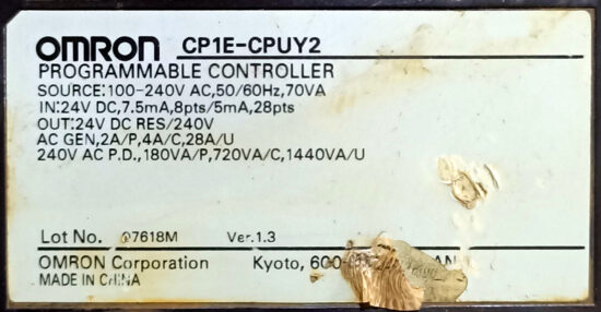 OMRON CP1E-CPUY2 Programmable Controller (PLC) PL211 - Image 3