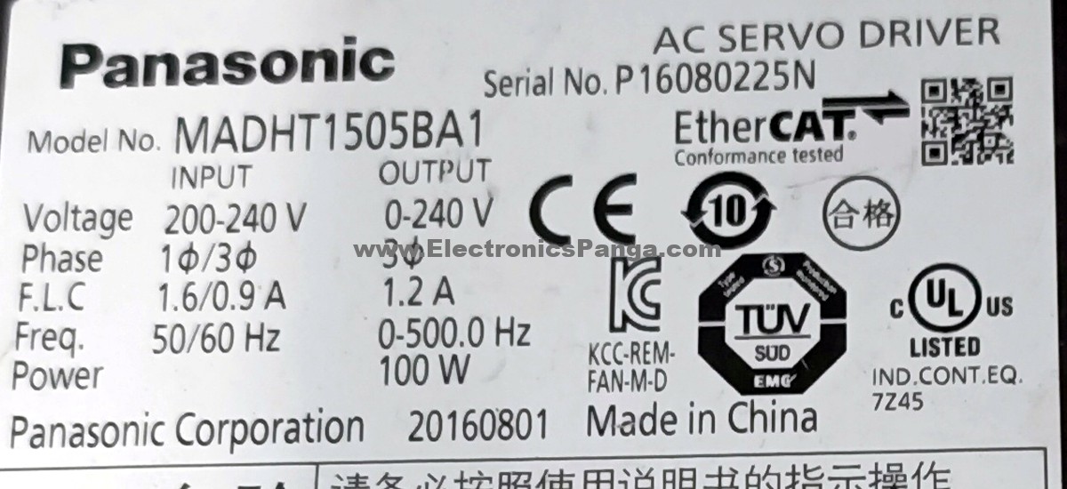 PANASONIC 100W (0.1Kw) MADHT1505BA1 AC Servo Driver SD975 - Image 4