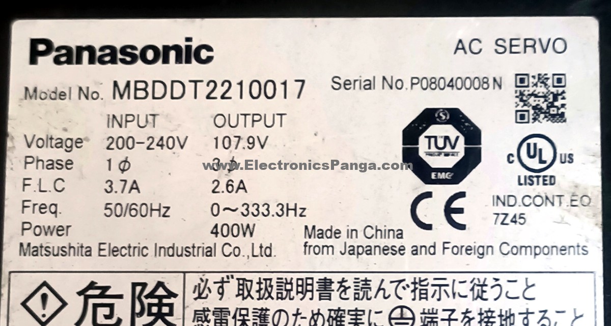 PANASONIC 400W (0.4Kw) MBDDT2210017 AC Servo Driver SD976 - Image 3