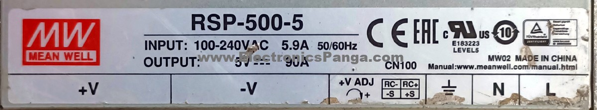 MEAN WELL RSP-500-5 5V 90A AC To DC Single Output Switching Power Supply P379 - Image 2