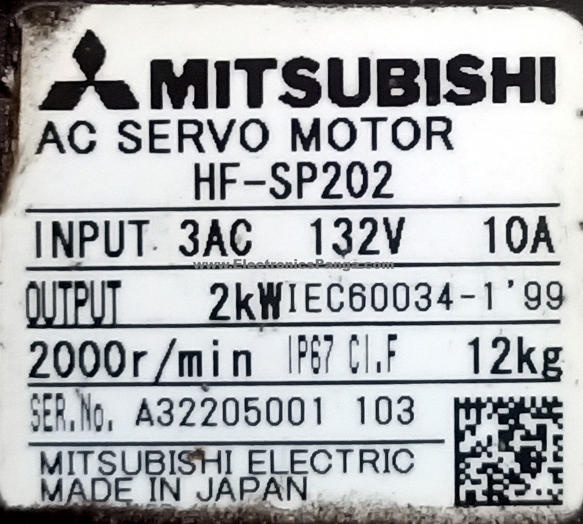 MITSUBISHI 2Kw (2000W) HF-SP202 AC Servo Motor SM871 - Image 2