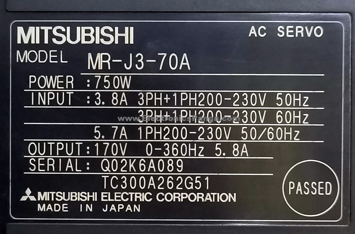 MITSUBISHI 750W (0.75Kw) MR-J3-70A AC Servo Driver SD1002 - Image 4
