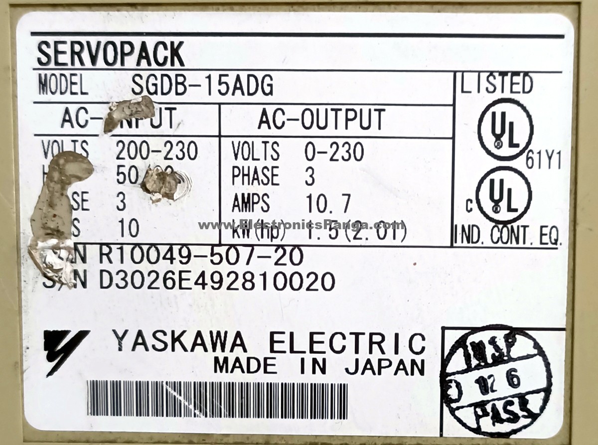 YASKAWA 1.5Kw (1500W) SGDB-15ADG AC Servo Driver SD1058 - Image 3