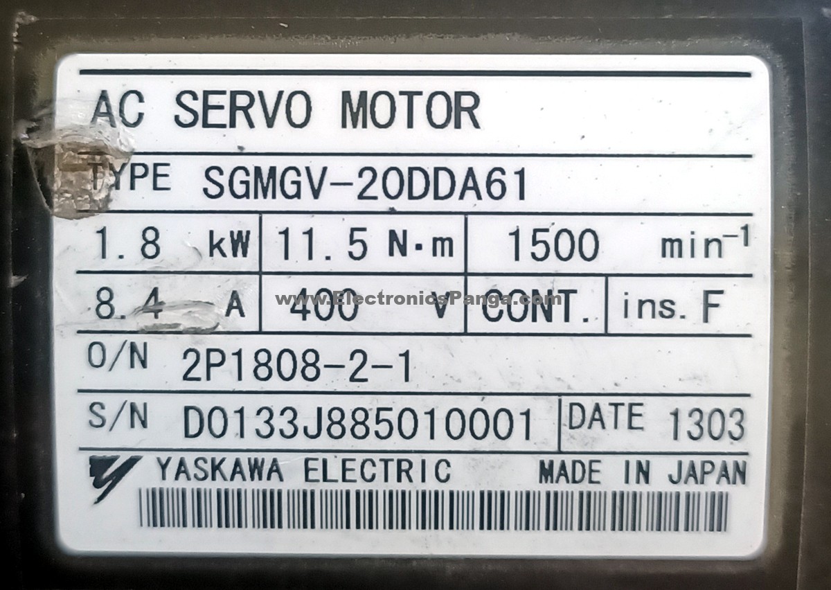 YASKAWA 1.8Kw (1800W) Sigma-5 SGMGV-20DDA61 AC Servo Motor SM887 - Image 2